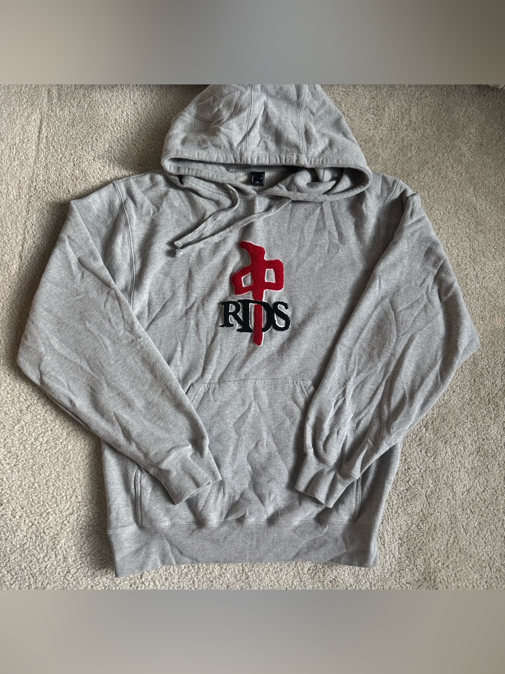 Vintage 90s Y2K Red Dragon Skate RDS Hoodie Sweatshirt Embroidered Streetwear